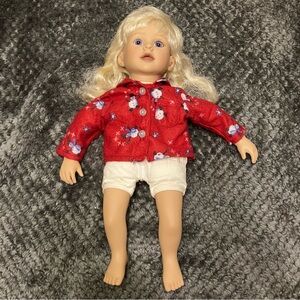 1997 My Twinn Cuddly Sisters Doll Blond Hair Blue Eyes Snowman Top Vintage